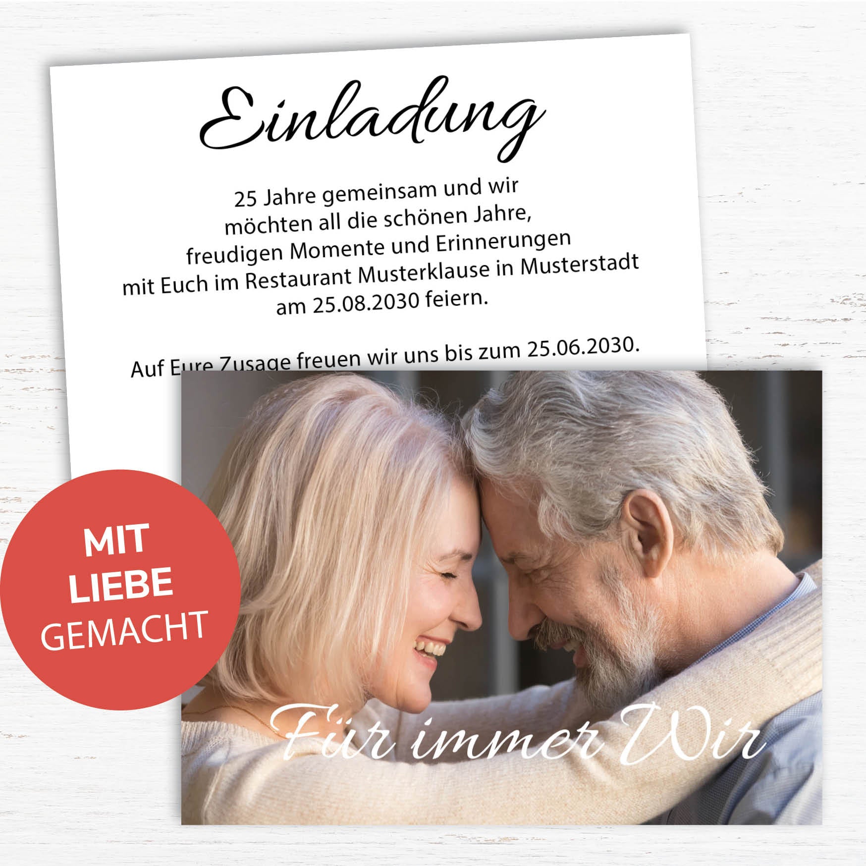 Einladung zur Silbernen Hochzeit: Für immer wir - mit Foto